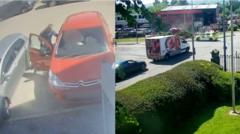 Carjacker crashes into bush after near-miss with van