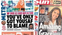 The Papers: 'You've only got Yousaf to blame' and 'Amazing Grace'