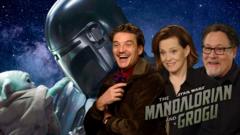 Mandalorian and Grogu with stars of the film Pedro Pascal and Sigourney Weaver along with director Jon Favreau