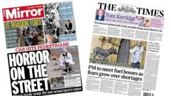 The Papers:  'Horror on the street' and 'Fears grow over shortages'