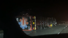 Overturned lorries 'scattered like ninepins' during Storm Bram