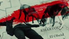 Ilustraçãodream slotcorpo caído sendo cheirado por cachorros, com mapa do Sudão ao fundo