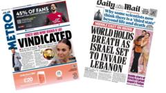 The Papers: Strictly star 'vindicated' and 'world holds breath'