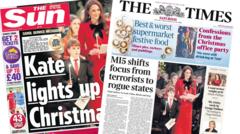 Kate 'lights up Christmas' and MI5 focuses on 'hostile states'