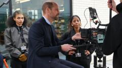 Prince William gets behind camera on film school visit