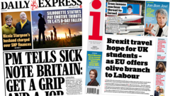 The Papers: EU olive branch and PM targets 'sick note culture'