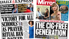 The Papers: School's prayer ban win and 'cig-free generation'
