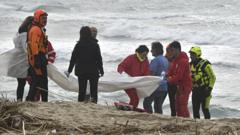 Rescuers on a beach