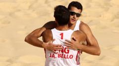 Bello twins miss out on beach volleyball gold bid