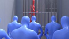 မြောက်ကိုရီးယား အကျဉ်းထောင်တစ်ခုရှိ အကျဉ်းခန်းတစ်ခုမှာ  အကျဉ်းသားတွေကို ပုံစံပေးထိုင်ခိုင်း ထားတာကို  ကင်ပိန်းအဖွဲ့ Korea Futureကစွဲထားတဲ့  3Dပုံ
