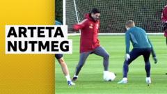 Arsenal boss Arteta nutmegs Odegaard in training
