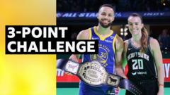 Watch Curry and Ionescu's three-point shootout