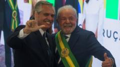 Alberto Fernández, presidente da Argentina, e Lula na posse do presidente brasileiro
