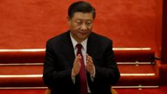 Chinese President Xi Jinping applauds at the closing session of the Chinese People"s Political Consultative Conference (CPPCC) at the Great Hall of the People in Beijing, China March 10, 2021.