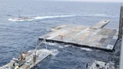 Images show US building floating pier for Gaza aid