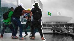 Ilustração com base em foto do ataque de 8 de janeiro em Brasília