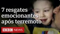 Criança após ser resgatada de escombros de terremoto