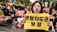 Teacher Kim Jin-seo at a recent protest