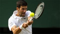 Novak Djokovic in action at Wimbledon