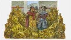 Ilustración de Atahualpa y Franscisco Pizarro