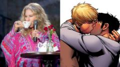 Colagem da cantora Barbra Streisand e beijo do HQ que o prefeito do Rio tentou censurar