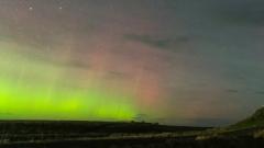Aurora borealis at Holy Island, Northumberland