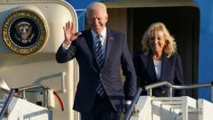 President Biden and his wife exit Air Force One in Suffolk, June 2021