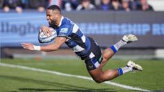 Five-try Bath beat Sale to move up to second
