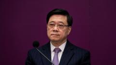 Hong Kong Chief Executive John Lee is speaking at a government press conference on the Article 23 Legislation Public Consultation in Hong Kong, on January 30, 2024.