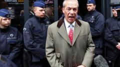 Police told to shut down right-wing Brussels conference addressed by Farage
