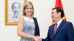 Queen Maxima of The Netherlands visits vice prime minister Vuong Dinh Hue
