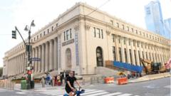 A new hall of Penn Station located in the Farley Post Office building opens on 1 January
