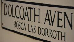 Road sign in English and Cornish