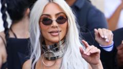 Kim Kardashian pictured arriving at a Paris Fashion Week show in 2022