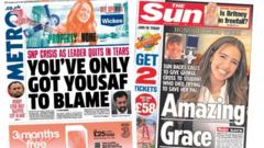 The Papers: 'You've only got Yousaf to blame' and 'Amazing Grace'