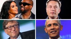 Kim Kardashian West, Kanye West, Elon Musk, Bill Gates and Barack Obama