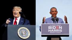 Donald Trump (left) and Barack Obama
