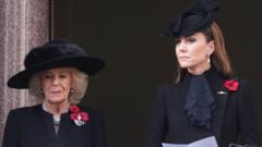 Queen and Kate join services to mark Armistice Day