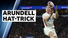 Arundell scores first-half hat-trick against Wales