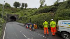 Engineers work to stabilise tunnel landslip