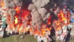 Drone footage shows huge fire engulfing Manila shanty town