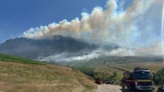 Wildfire burns hundreds of hectares of moorland in England, operator says