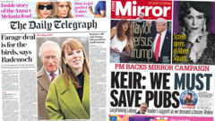 The Papers: PM backs pub campaign and 'Farage deal for the birds'