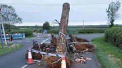 Fly-tippers block road with large tree trunk