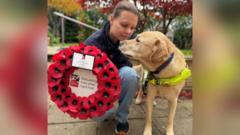'Guide dog joins wreath-laying' and 'doctors' strike'