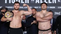 Allen wears pants with own face on at weigh-in for Fisher rematch