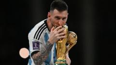 Lionel Messi asoma igikombe cy'isi anacigatiye icya Golden Ball