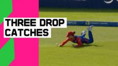 Birmingham Phoenix's Davina Perrin is dropped three times in ten balls by Southern Brave during their women's Hundred