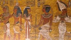 Picture in Interior of King Tutankhamun's Tomb and Wall Paintings in Tomb of Tutankhamun, Egypt Culture Heroglife.