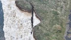 Large crack appears in Beachy Head cliff